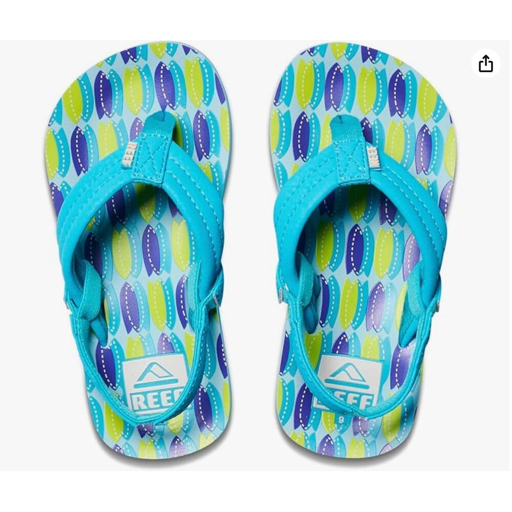 Reef Unisex Child Little Ahi Flip-Flop Youth Size 6 Blue Fish NWT Sandals